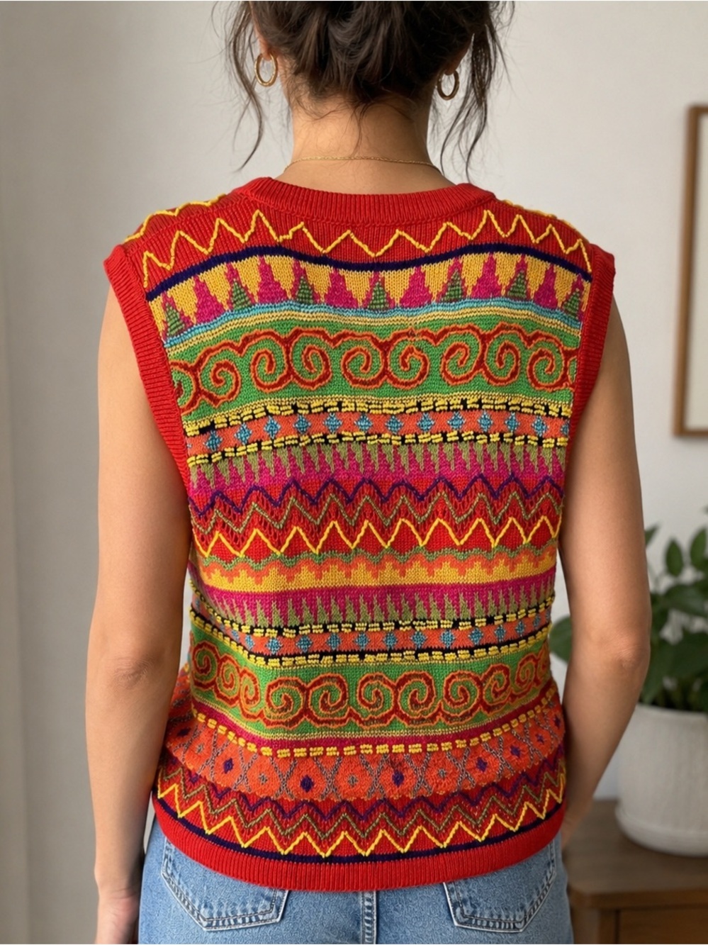 𝅺DKNY artsy beaded vintage 90 vest Large - Picture 4 of 12